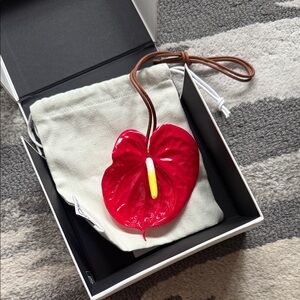 New with Box Loewe Anthurium PU and Leather Bag Charm $450 retail